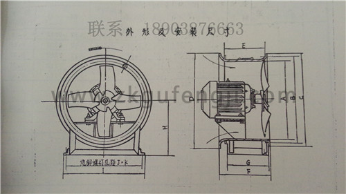 T30，BT30型軸流風機安裝尺寸圖